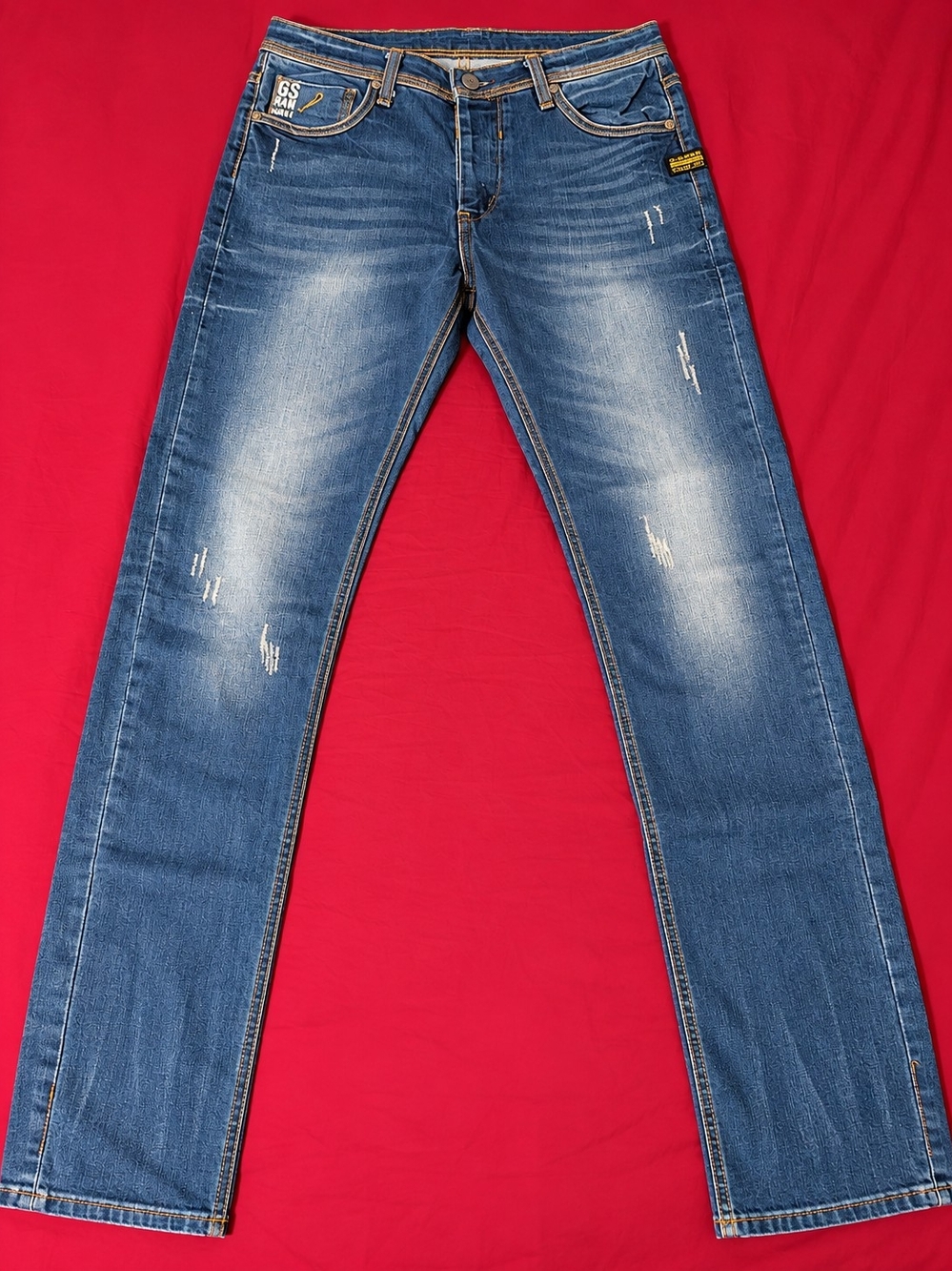 G-Star RAW Men’s Blue Distressed Straight Leg Jeans Size 32